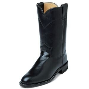 Vintage Justin Classic Roper Cowhide Western Black‎ Boots Women's Size 7.5B